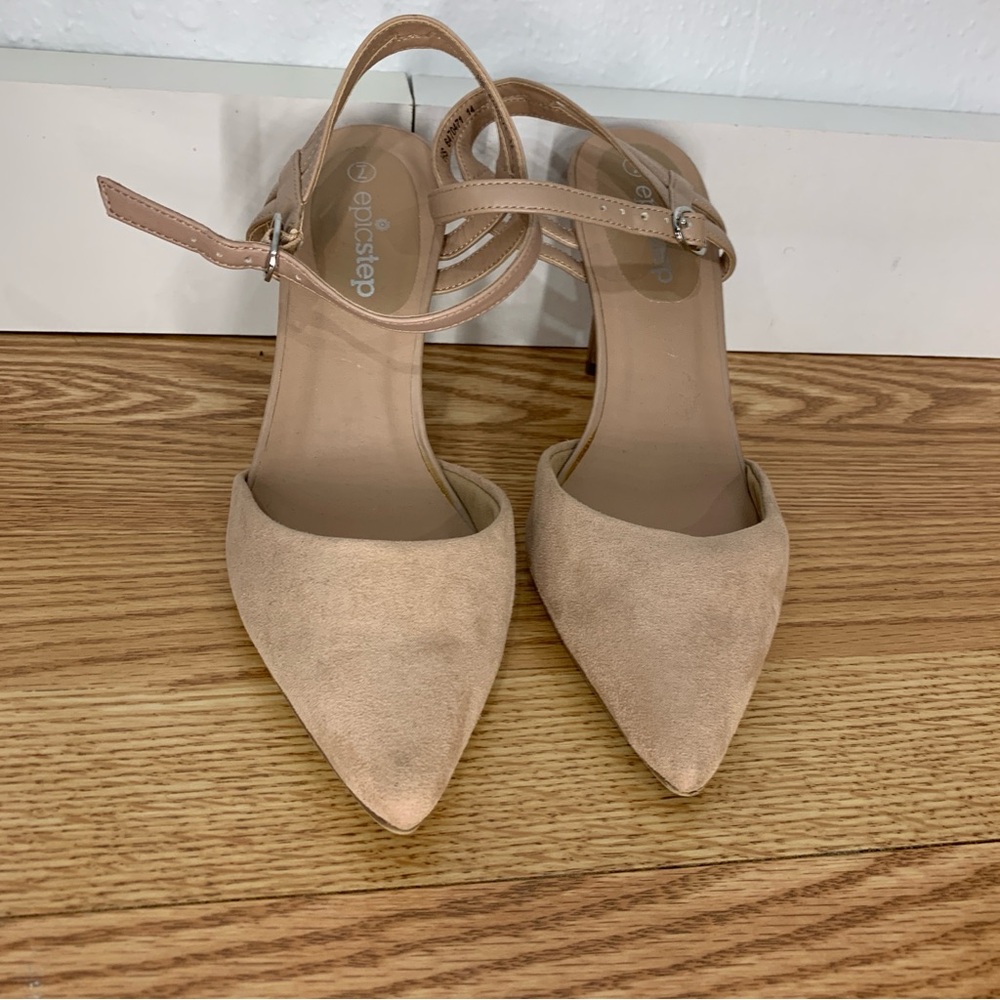 Epicstep vegan Soft suedette faux leather ankle straps Pointed toe Stiletto heel
